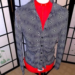 INC International Concepts Black and White Optical Illusion Blouse